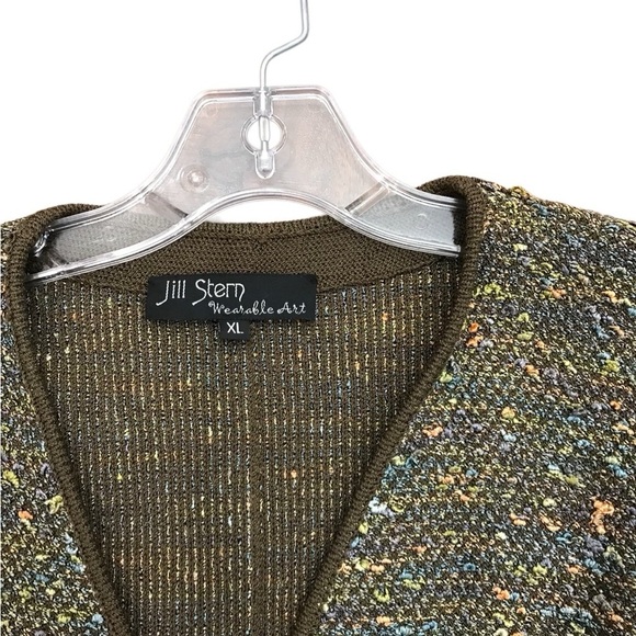 Jill Stern Wearable Art Multicolor Knit Cardigan XL - Picture 2 of 4